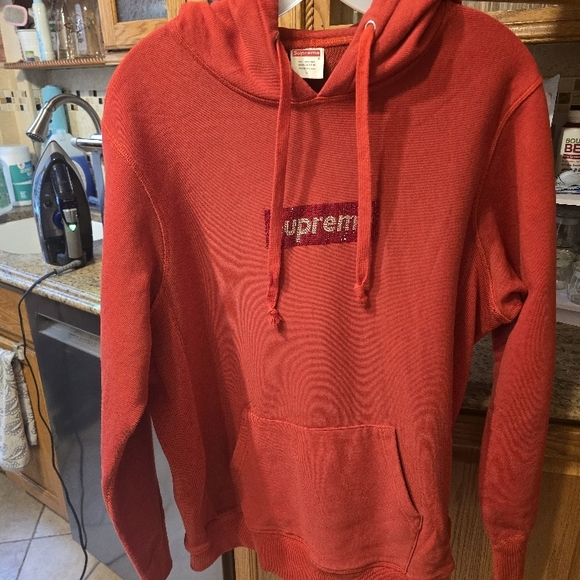 Supreme Swarovski Box Logo Hooded Red シュプリーム フーディ SUPREME X SWAROVSKI Crystal Box Logo Hooded Sweatshirt